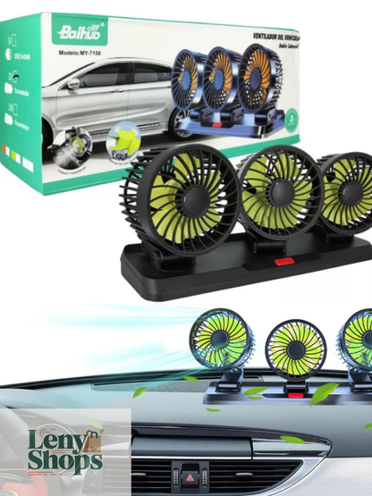 Ventilador 360 Auto Camioneta 12v Triple Con Base Giratorio